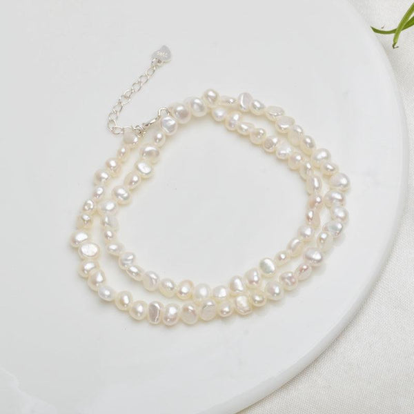 Women wedding 925 Silver Baroque pearl Jewelry Natural Freshwater Pearl Choker Necklace Clasp 2021 trend
