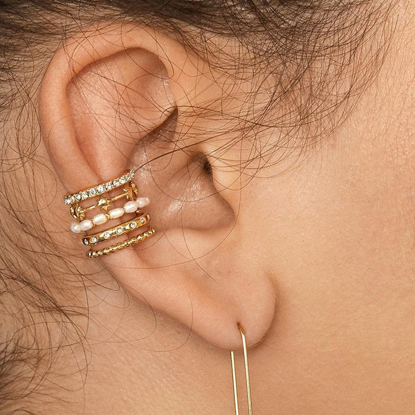 Style 29 CZ Diamond Big C Color Ear Cuff Stackable 2pcs/set