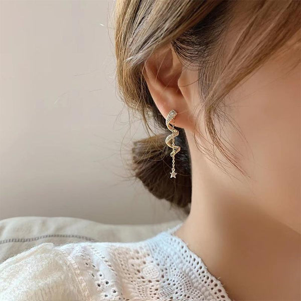 Twisted Long Tassel Earrings Women Sparkle Drop Earring