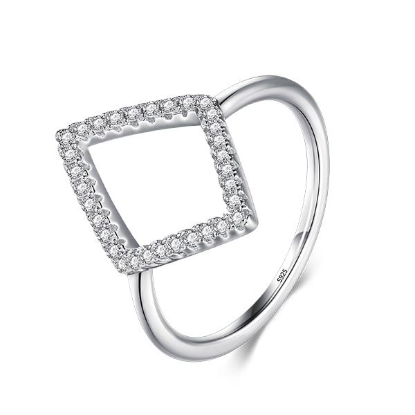 925 Sterling Silver Sprakling Clear CZ Rings For Women Fashion Heart Star Round Rhombus Shape Finger Rings Fine Jewelry