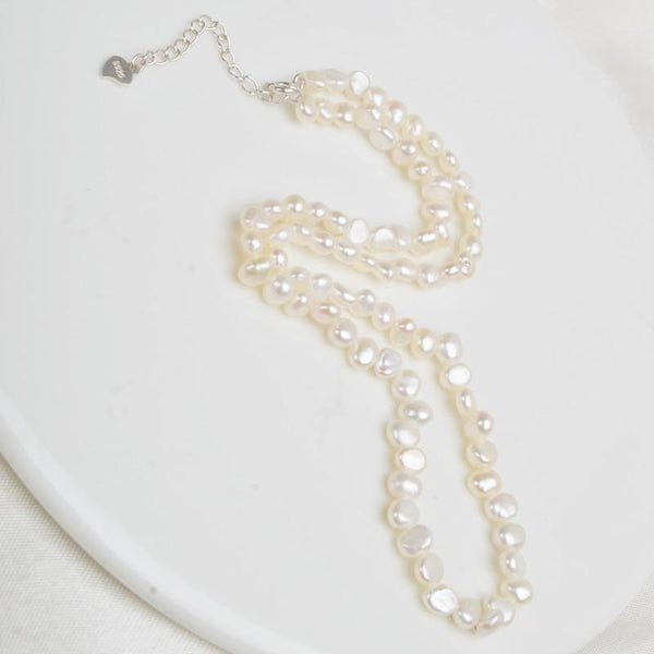 Women wedding 925 Silver Baroque pearl Jewelry Natural Freshwater Pearl Choker Necklace Clasp 2021 trend