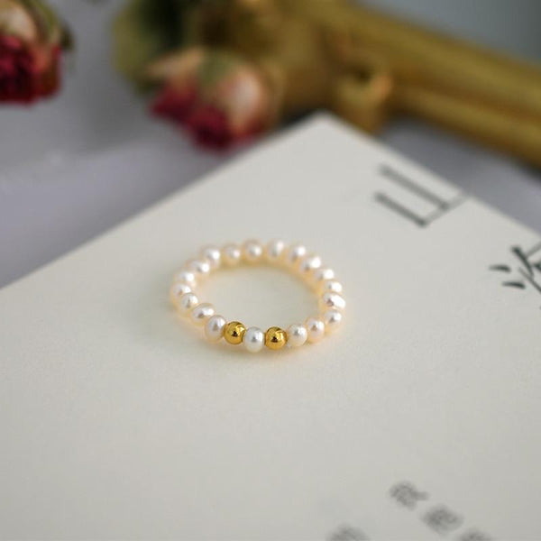 Fashion 3-4mm Mini Small Natural Freshwater Pearl Couple Rings for Women Real 925 Sterling Silver Jewelry Women Gift