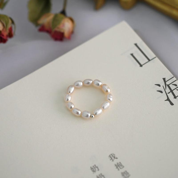 Fashion 3-4mm Mini Small Natural Freshwater Pearl Couple Rings for Women Real 925 Sterling Silver Jewelry Women Gift