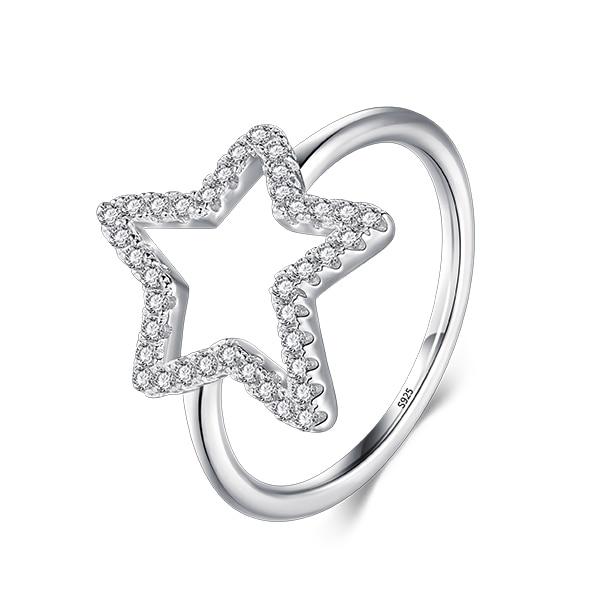 925 Sterling Silver Sprakling Clear CZ Rings For Women Fashion Heart Star Round Rhombus Shape Finger Rings Fine Jewelry
