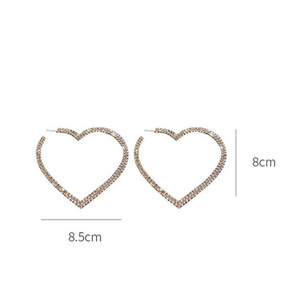 Big Heart Hoop Earrings CZ Diamonds