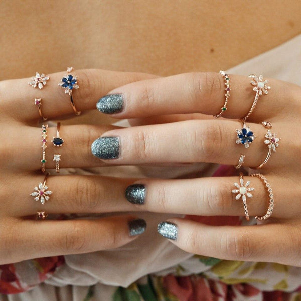 Factory Direct Price Fashion Finger Jewelry Rainbow CZ Simple Small Thin Band Minimal Women Rings -- 30% OFF Buy 2 or More No Code Required