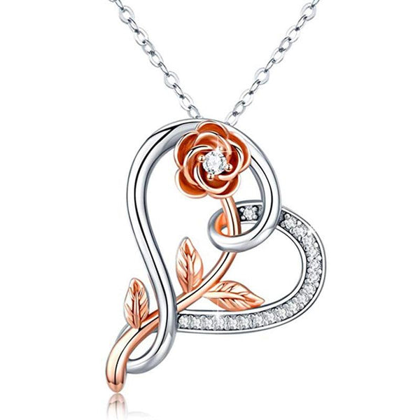 Fashion MOM Heart Shape Inlaid Crystal Pendant Necklace Mother's Day Gift High Quality Jewelry