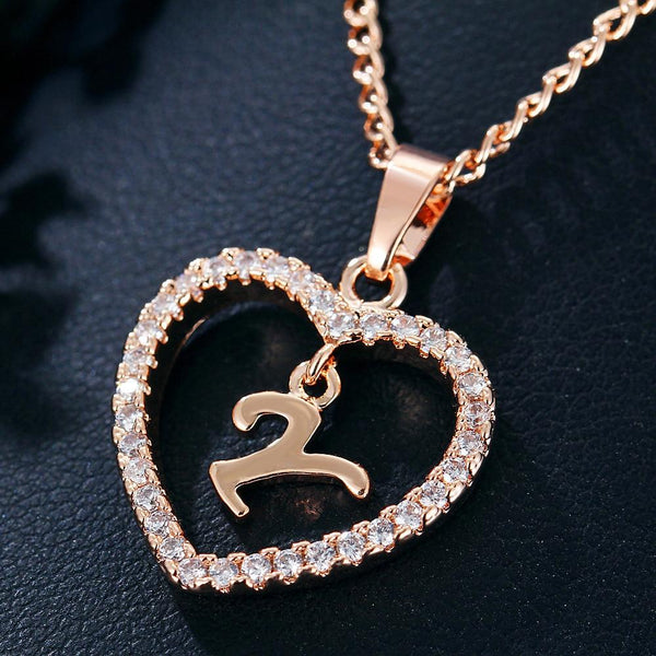 Heart Name Initials Heart Pendant Necklace 26 Letters Zircon Love Necklaces Girls Gifts