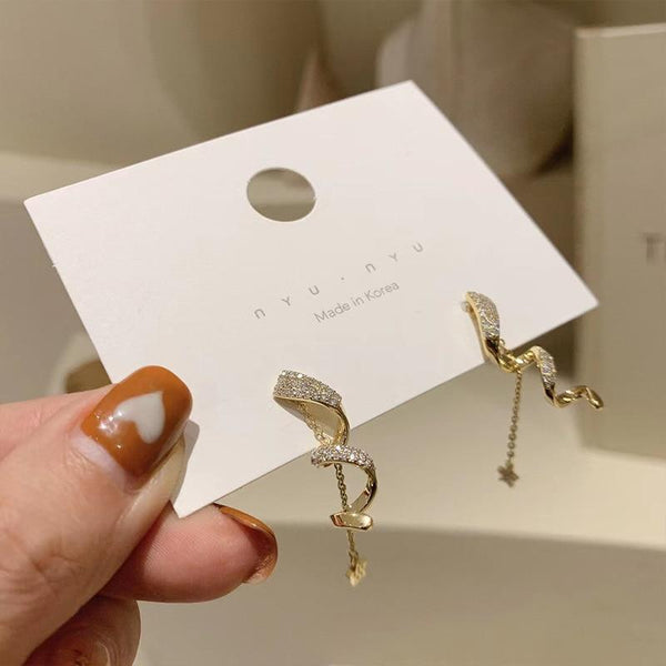 Twisted Long Tassel Earrings Women Sparkle Drop Earring