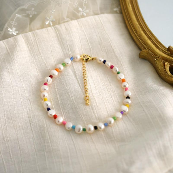 Natural freshwater pearl anklet Charm Anklet for Women Foot Bracelet Jewelry Minimalist Jewelry