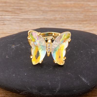 New Clear Crystal Adjustable Butterfly Ring
