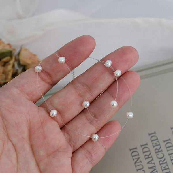 Natural Freshwater Pearl 925 Silver Choker Necklace For Fashion Women Minimalist Fine Jewelry Cute Accessories gift