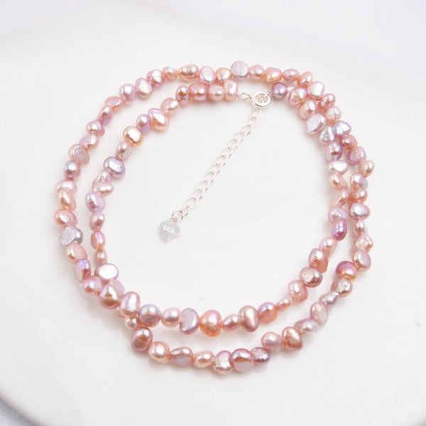 Women wedding 925 Silver Baroque pearl Jewelry Natural Freshwater Pearl Choker Necklace Clasp 2021 trend