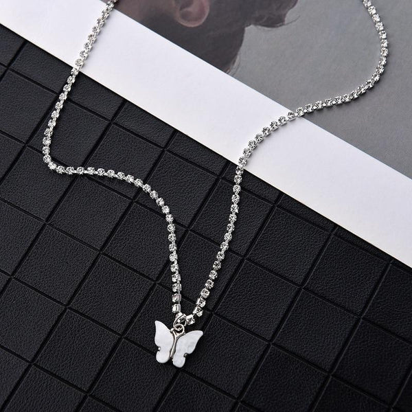 Shiny Butterfly Cahin Choker Necklace Aesthetic 90s
