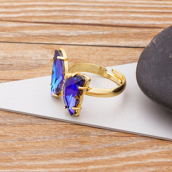 New Clear Crystal Adjustable Butterfly Ring
