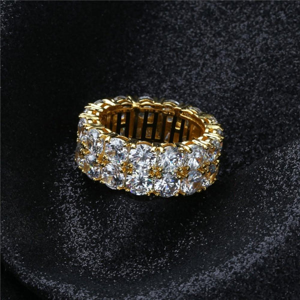 2 Row CZ Diamond Solitaire Ring