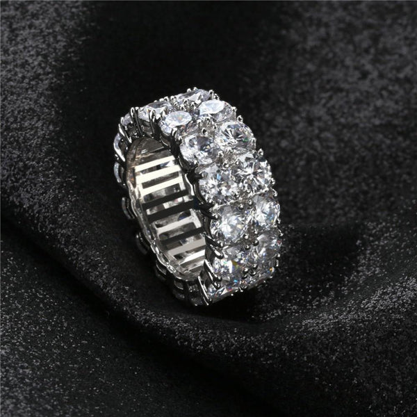2 Row CZ Diamond Solitaire Ring