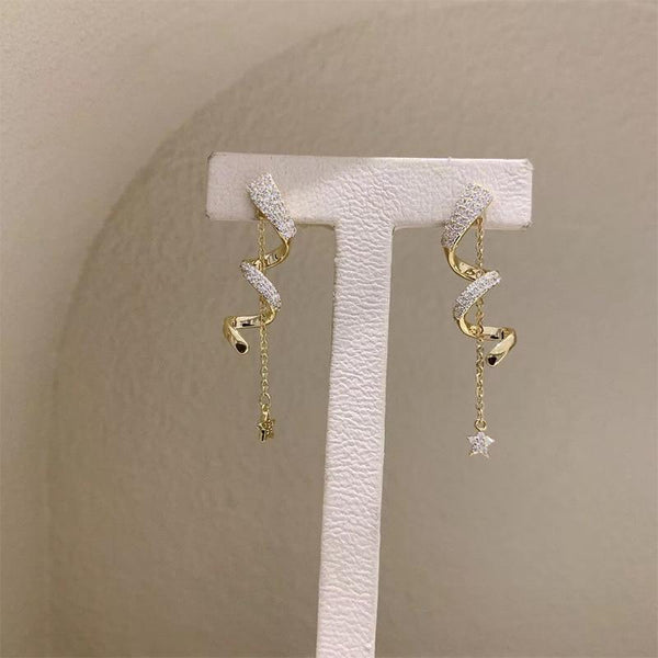 Twisted Long Tassel Earrings Women Sparkle Drop Earring