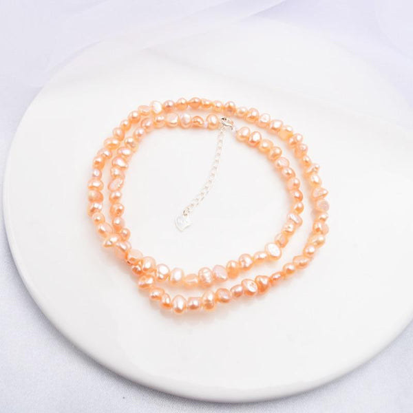 Women wedding 925 Silver Baroque pearl Jewelry Natural Freshwater Pearl Choker Necklace Clasp 2021 trend