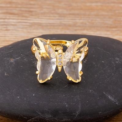 New Clear Crystal Adjustable Butterfly Ring
