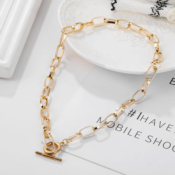 Trendy Chain Choker Necklace Silver Gold