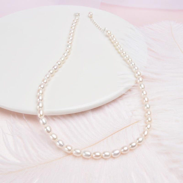 Real MiNi Natural Freshwater Pearl Necklace 925 Sterling Silver Jewelry for Kid Children Girl Lovely Gift for The New Year