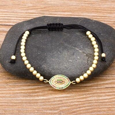 Evil Eye Copper Beads Adjustable Bracelet