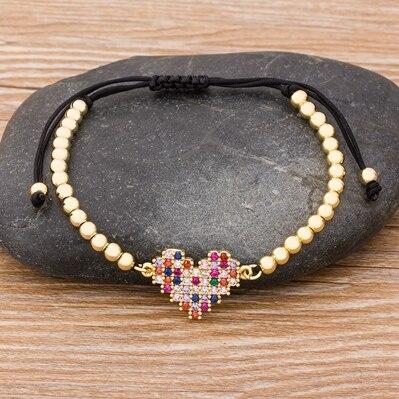 Luxury Handmade Beaded Heart CZ Diamond Couple Bracelet Wedding Gift