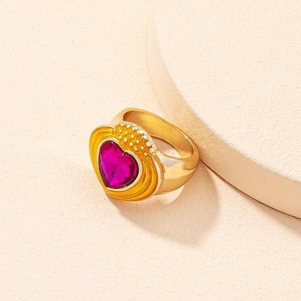 Y2K Cute Heart Flower Rings Metal Cloud Crystal Fashion Goth Punk Charms Rings Jewelry 90s Style New Gifts - 30% OFF Buy 2 or More No Code Required