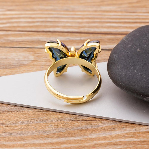 New Clear Crystal Adjustable Butterfly Ring