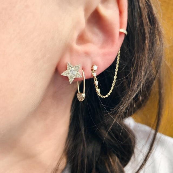 CZ Pin Earring New Design Lady Gift Gold Filled Simple Multi Piercing Jewelry A pair