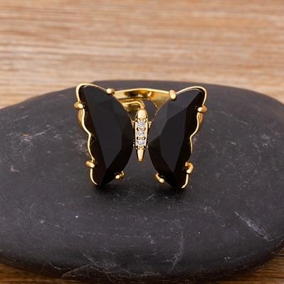 New Clear Crystal Adjustable Butterfly Ring