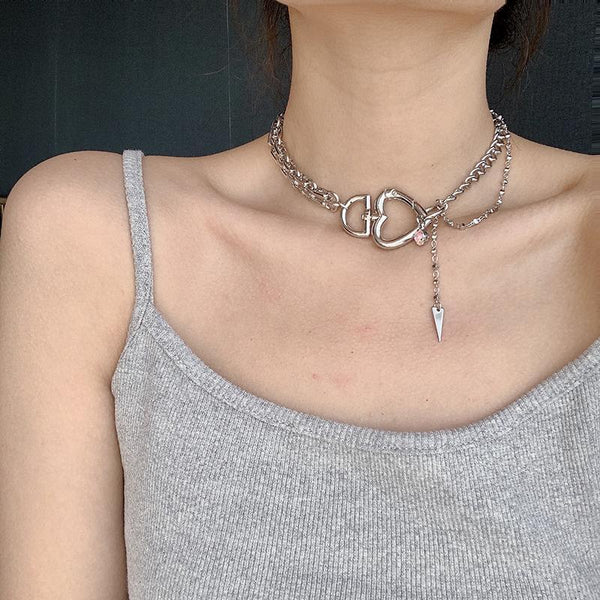 Heart Thick Chain Choker Necklace