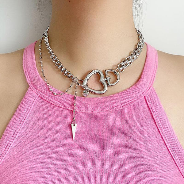 Heart Thick Chain Choker Necklace