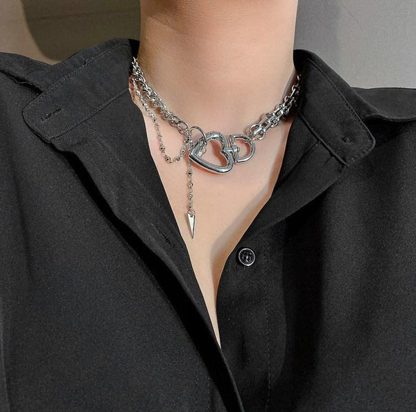 Heart Thick Chain Choker Necklace
