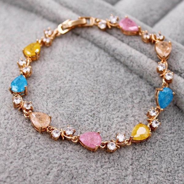 Fahion Waterdrop heart CZ Diamond  Bracelet Trendy Elegant Jewelry