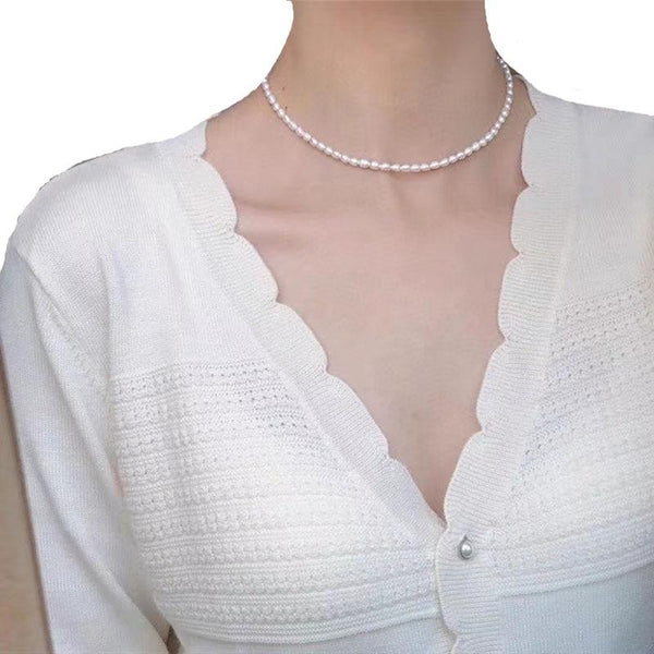 Real MiNi Natural Freshwater Pearl Necklace 925 Sterling Silver Jewelry for Kid Children Girl Lovely Gift for The New Year