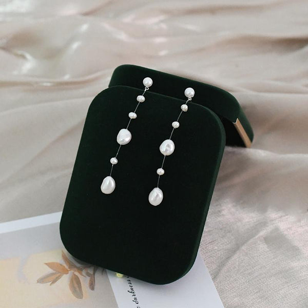Natural Baroque Pearl Long Earrings 925 Sterling Silver Wedding Jewelry for Women 2021 New