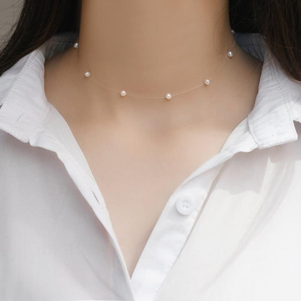 Natural Freshwater Pearl 925 Silver Choker Necklace For Fashion Women Minimalist Fine Jewelry Cute Accessories gift