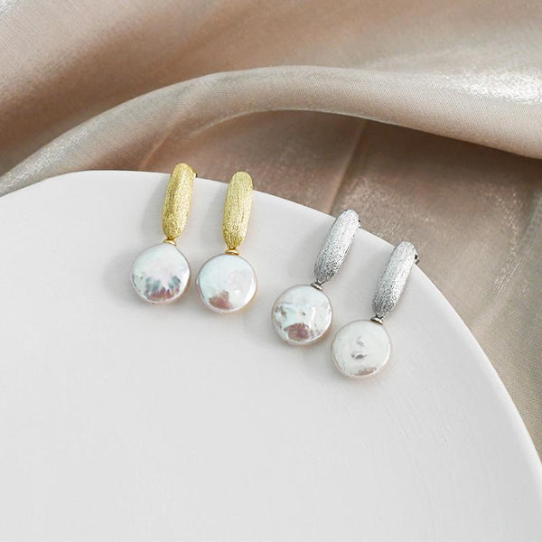 Real Natural Freshwater Pearl Korean Earrings 925 Sterling Silver Fashion Jewelry for Women Gift