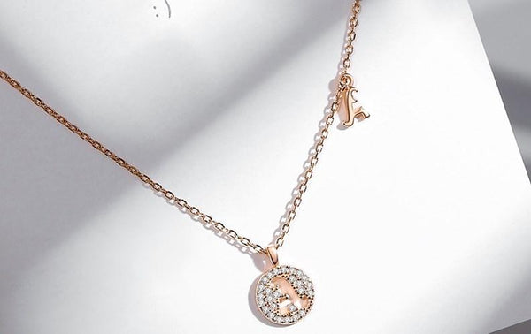 Your Name Letter Silver CZ Diamond Necklace