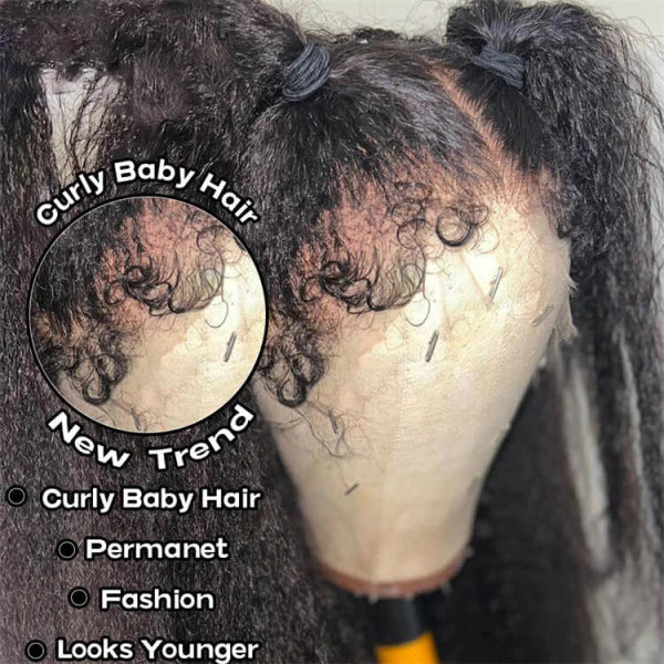 Type 4C Hairline Curly Hair Wig With Kinky Edges Realistic Curly Edges