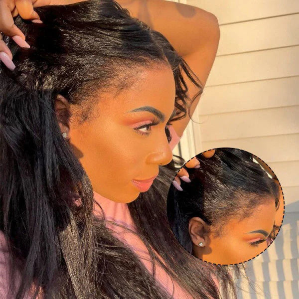 Type 4C Hairline Curly Hair Wig With Kinky Edges Realistic Curly Edges