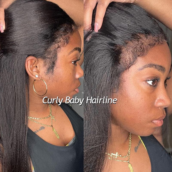 Type 4C Hairline Curly Hair Wig With Kinky Edges Realistic Curly Edges