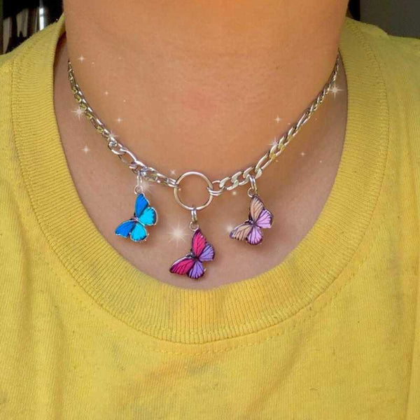 "Follow your butterflies" 3 Butterfly Choker