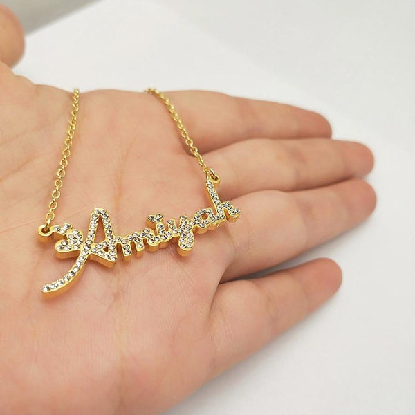 Cute Custom Letter Necklace Sparkle CZ Diamond with box
