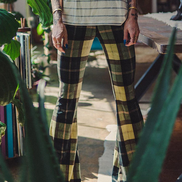 Liv - Vintage Plaid Bell Bottom Pants