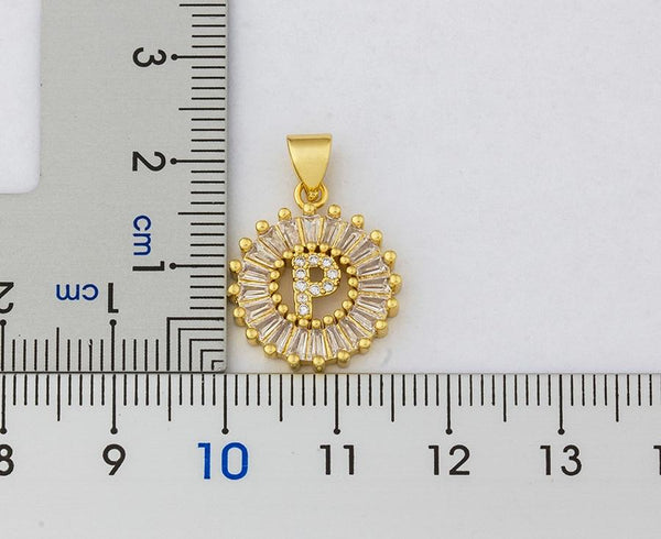 Circle Letter CZ Diamond Necklace