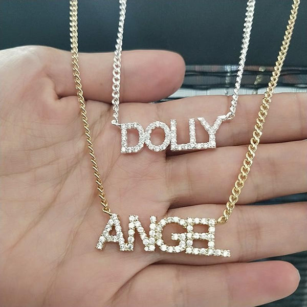 Custom CZ Diamond Name Necklace with box