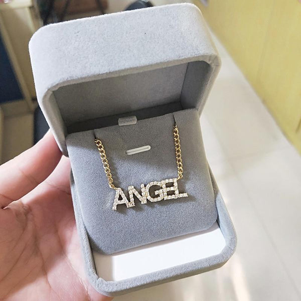 Custom CZ Diamond Name Necklace with box